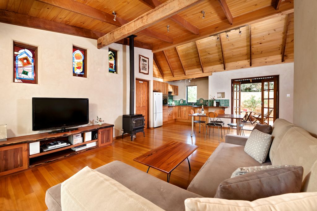 Leela Lounge with wooden floors and ceiling.